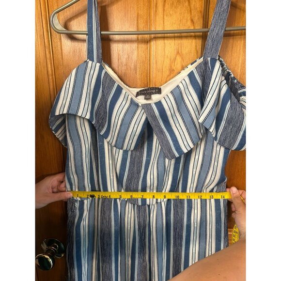 Luxology Womens Size 8 14x52 Cold-Shoulder Maxi Dress Striped Flowy Summer Dress - Picture 6 of 8